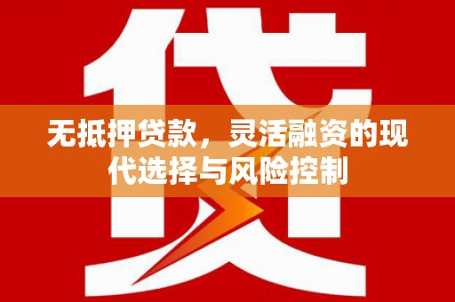 安康无抵押贷款，灵活融资的现代选择与风险控制